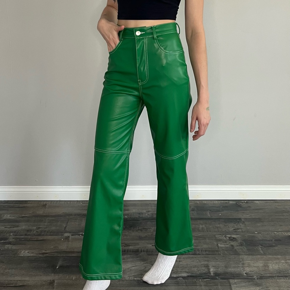 Pleather Straight-Leg Pants